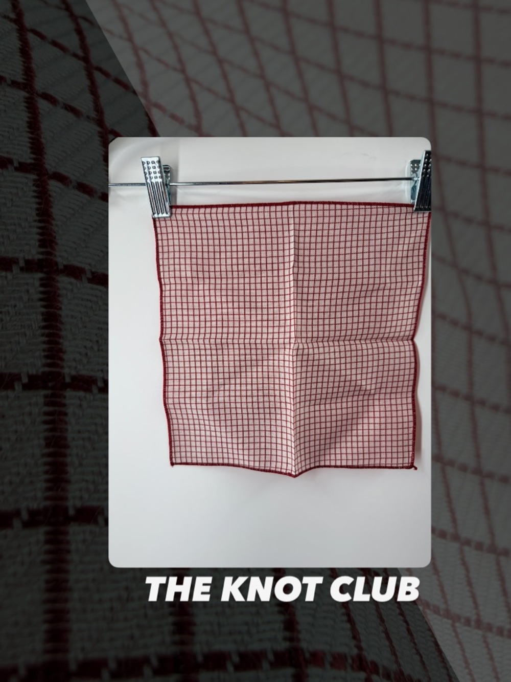 EUC The Knot Club Two Tone Check Pocket Square